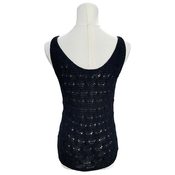 Sigrid Olsen Silk Hand Knit Tank Top Medium Boho Cottagecore Artsy Black - Picture 8 of 9